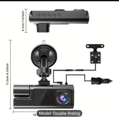 Triple Lens Dash Cam – Front, Inside & Rear Camera | Full HD Night Vision - Image 6