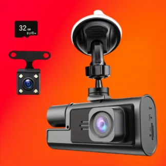 Triple Lens Dash Cam – Front, Inside & Rear Camera | Full HD Night Vision